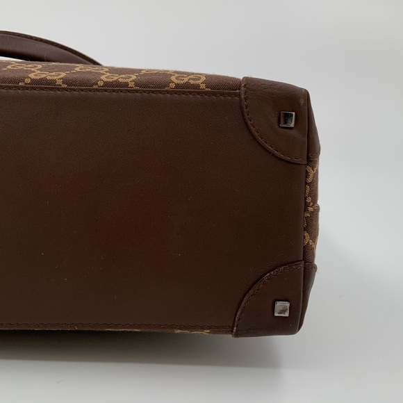 EUC Authentic Gucci Brown Monogram Dome Canvas & Leather Satchel Bag - Picture 15 of 16